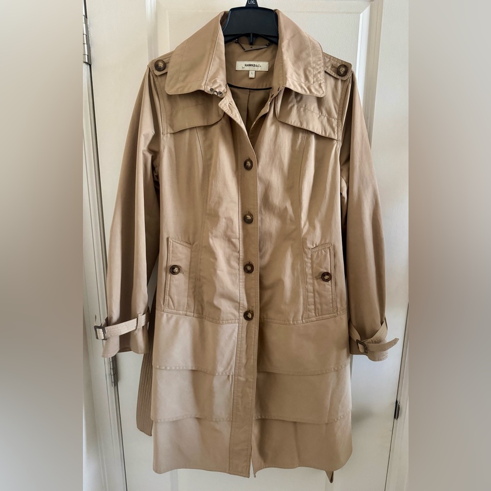 Hawke & Co Tan Trench Coat Size Large Minor Blemishes